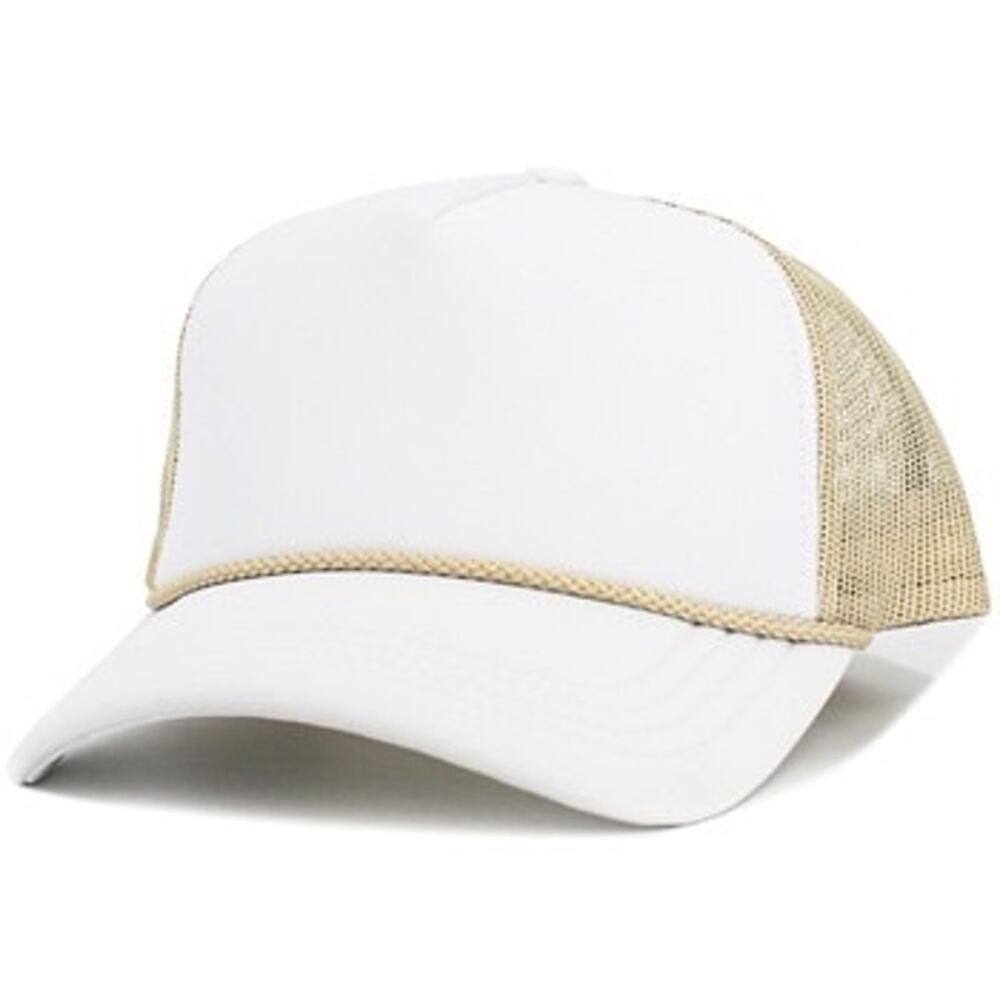 KBETHOS Premium Foam Trucker Hat White Tan Mesh Snapback Classic Retro Cap NEW